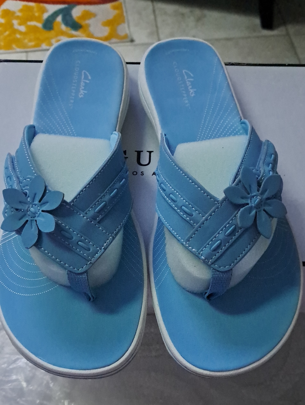 Clarks Light Blue Floral Thong Sandals for Women